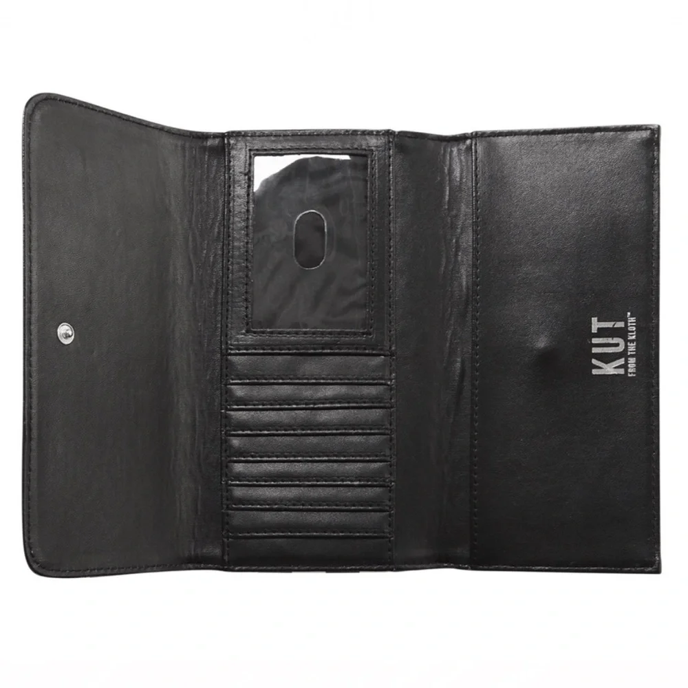 Kut from the Kloth Slim Striped Trifold Wallet Black/White  | Size: 7.5